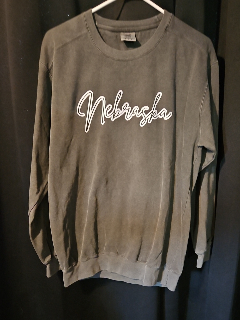 Comfort Colors Nebraska Script Crewneck - Gray
